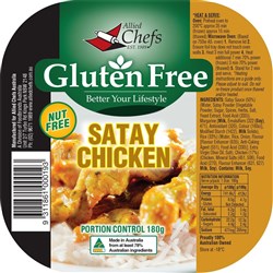 CHICKEN SATAY WITH RICE GF NUT FREE (12 X 180GM) # GFSC ALLIED CHEFS