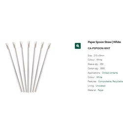 STRAW SPOON PAPER WHITE (210 X 8MM) 250S(12) # CA-PSPOON-WHT CASTAWAY