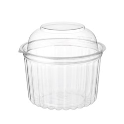 BOWL PLASTIC CLEAR ROUND 16OZ HINGED DOME LID  250S (10) #CA-4016DL
