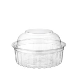 BOWL PLASTIC CLEAR ROUND 8OZ HINGED DOME LID 25S (10) # CA-408DL