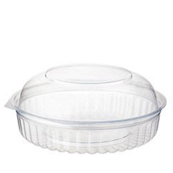 BOWL PLASTIC CLEAR ROUND 20OZ HINGED DOME LID 25pce (6) #6620DL CASTAWAY