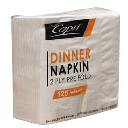 NAPKIN 2PLY DINNER WHITE 125S(8) GT FOLD #C-ND0161 CAPRI