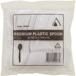 SPOON DISPOSABLE WHITE 100S (40) # SPN-P-4 TAILORED PACKAGING