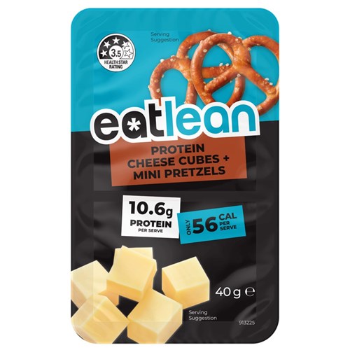 SNACK CHEESE CUBES & MINI PRETZELS (8 X 40 GM) # P301548 EATLEAN