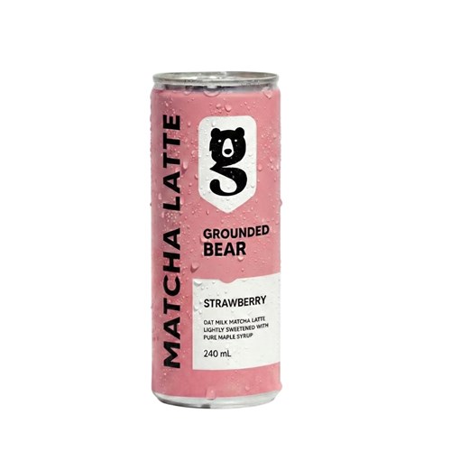 MILK OAT MATCHA LATTE STRAWBERRY CAN (12 X 240ML) # SM240MLC12 GROUNDED BEAR