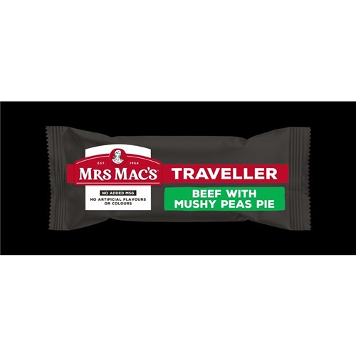 PIE TRAVELLER BEEF & MUSHY PEAS (24 X 160GM) # 15972 MRS MACS
