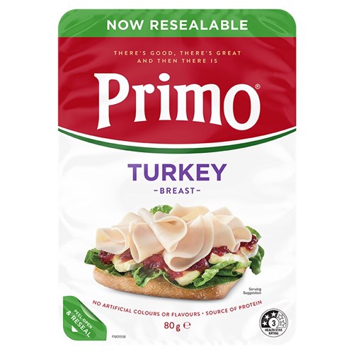 TURKEY BREAST SLICED THIN (8 X 80GM) # 1658 PRIMO