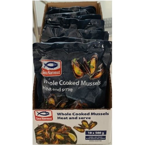 MUSSELS WHOLE COOKED 40-60 (10 X 500GM) # 4000301 SEA HARVEST