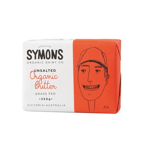 BUTTER UNSALTED ORGANIC 250G (12) # SOD009 SYMONS